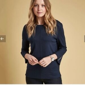 Barbour Crieff Top SZ 12 Blue Classic Preppy Bell Sleeve Casual Dress Tartan